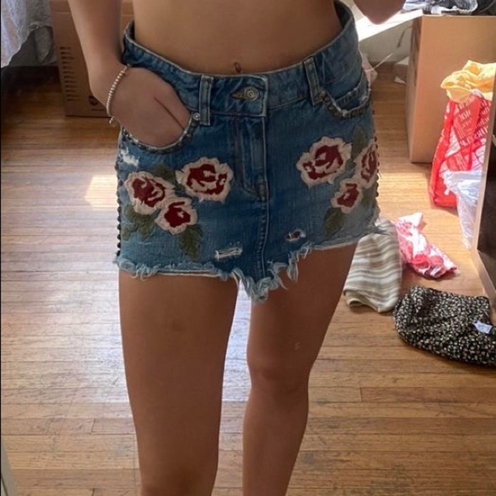Free people denim skirt